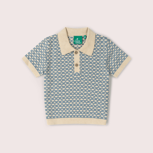 Hazy Blue Short Sleeve Knitted Top Blue / 12-24m