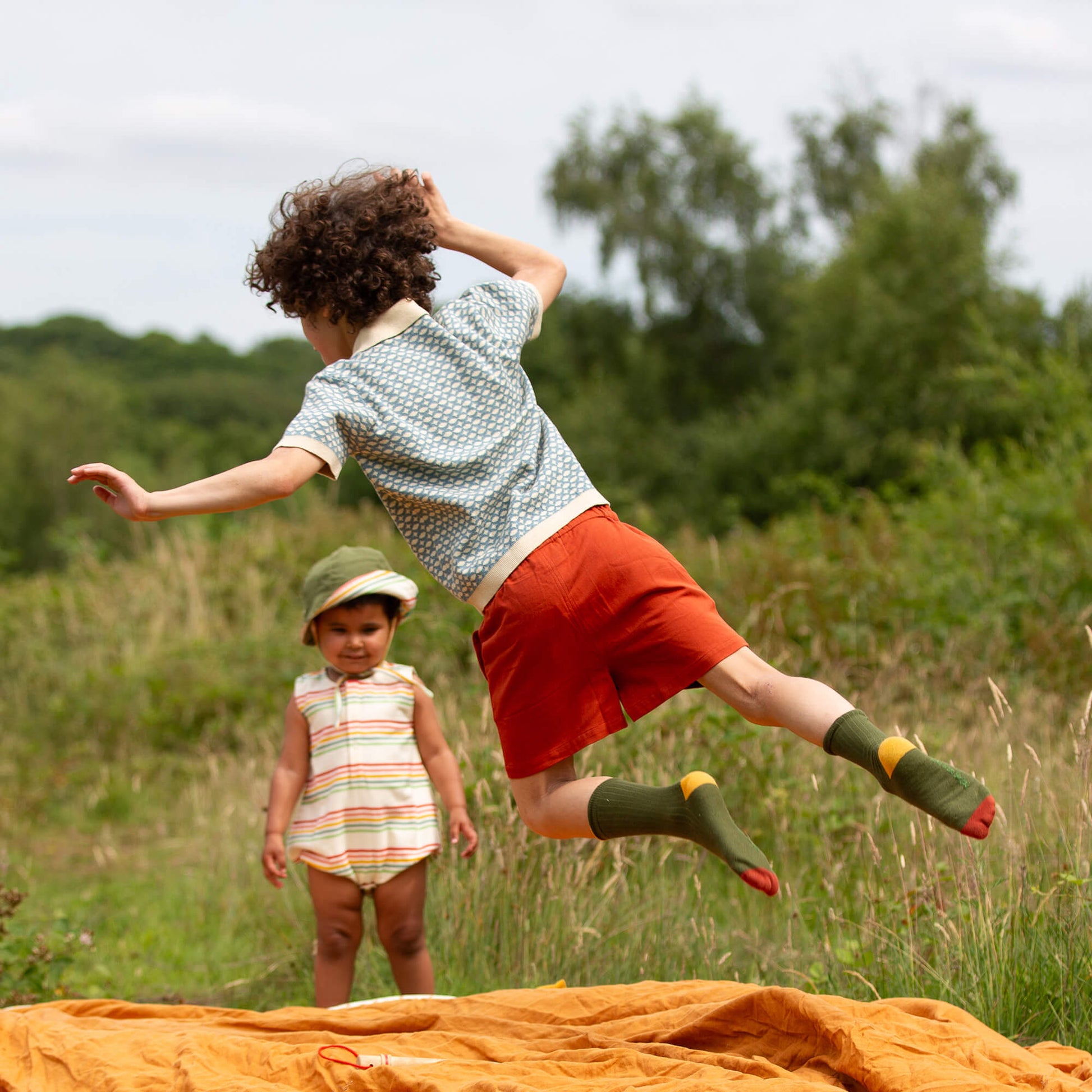 Hazy Blue Short Sleeve Knitted Top Blue / 12-24m