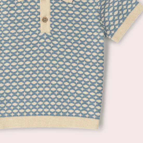 Hazy Blue Short Sleeve Knitted Top Blue / 12-24m