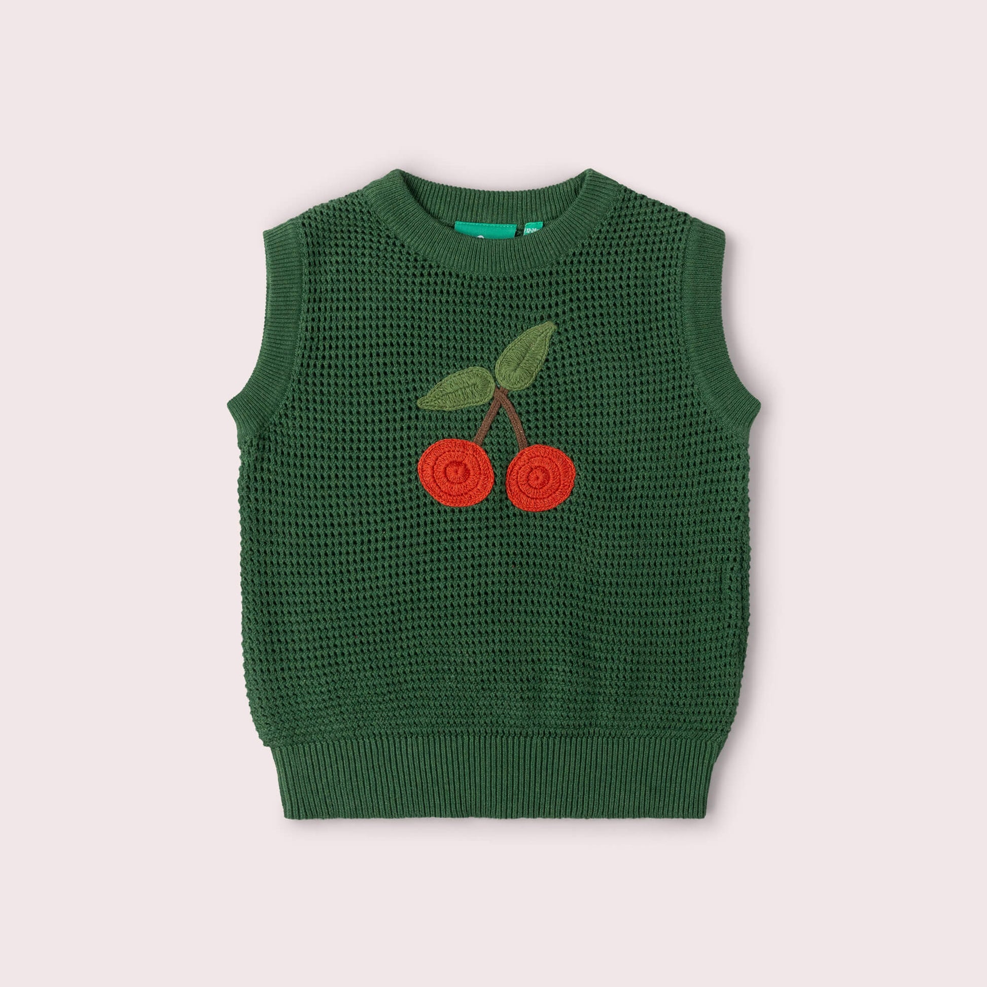 Little Cherry Knitted Pullover Green / 12-24m