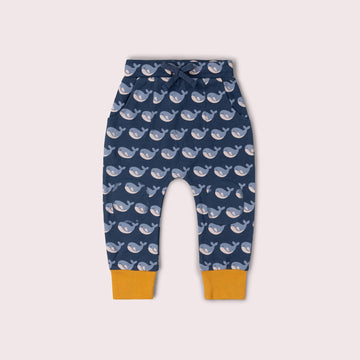 Singing Whales Organic Comfy Joggers Blue / 18-24m