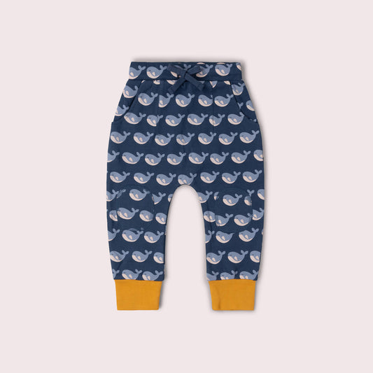 Singing Whales Organic Comfy Joggers Blue / 18-24m