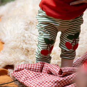 Cherry Knee Patch Striped Joggers Green / 18-24m