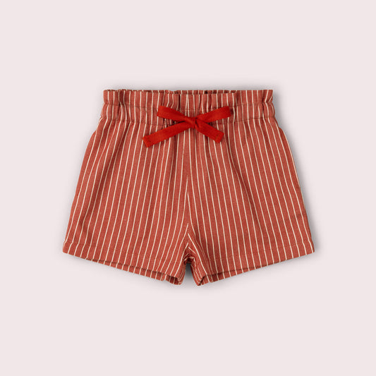 Burnt Ochre Striped By The Sea Twill Shorts Red / 18-24m