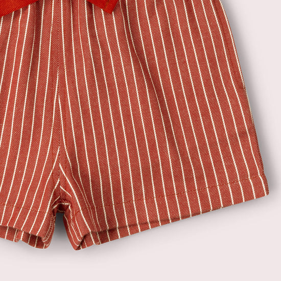 Burnt Ochre Striped By The Sea Twill Shorts Red / 18-24m