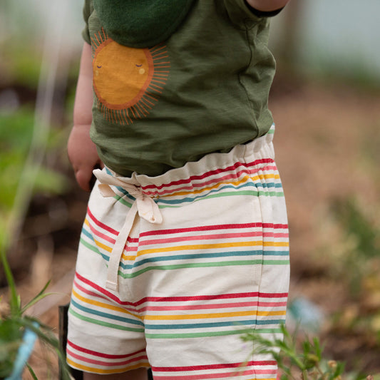 Cream Rainbow Striped By The Sea Twill Shorts MULTI / 18-24m