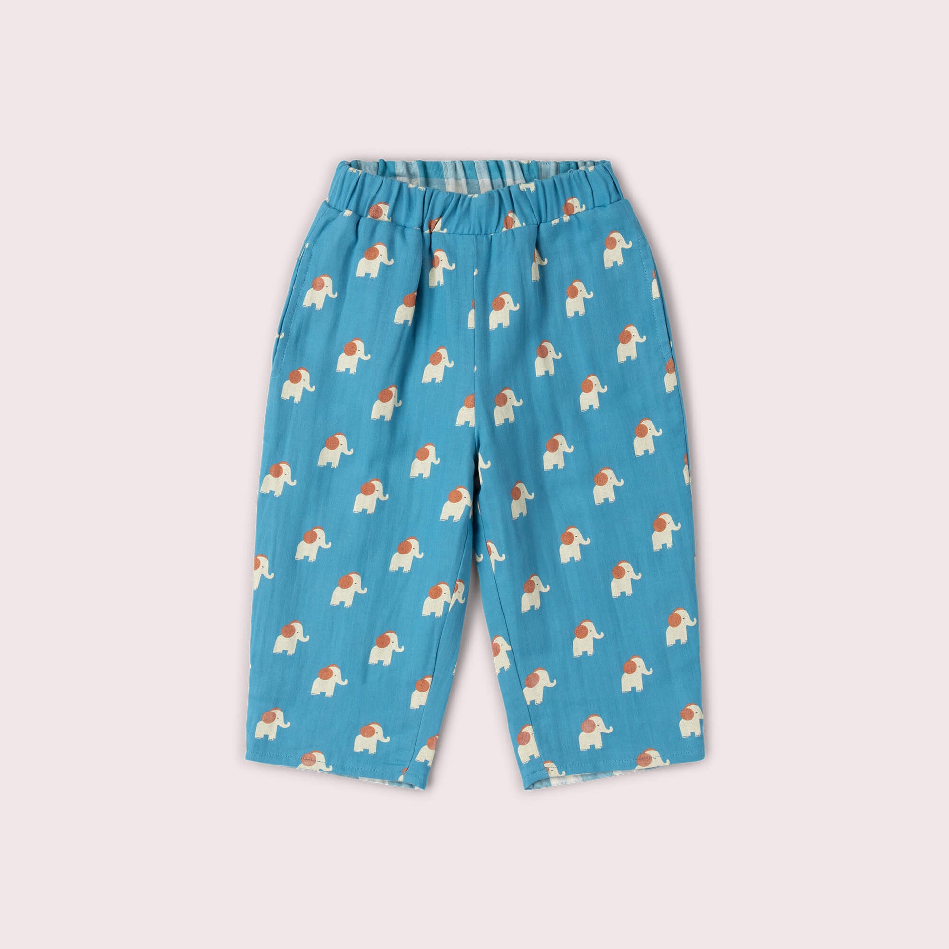 Blue Elephants Reversible Pull On Trousers Blue / 18-24m