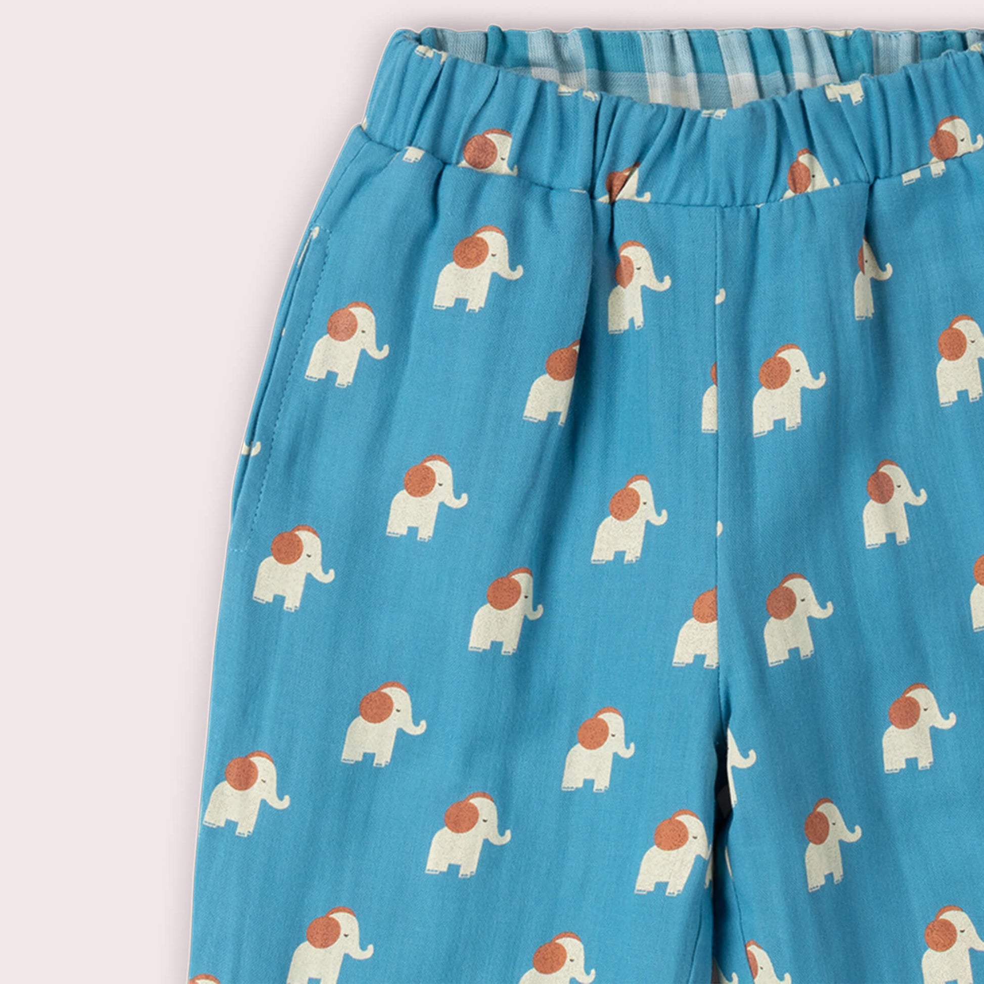 Blue Elephants Reversible Pull On Trousers Blue / 18-24m