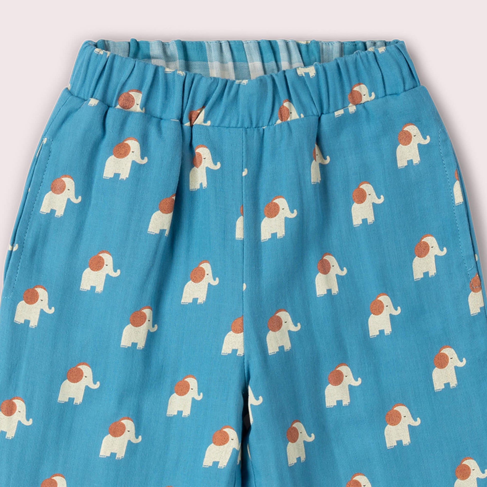 Blue Elephants Reversible Pull On Trousers Blue / 18-24m