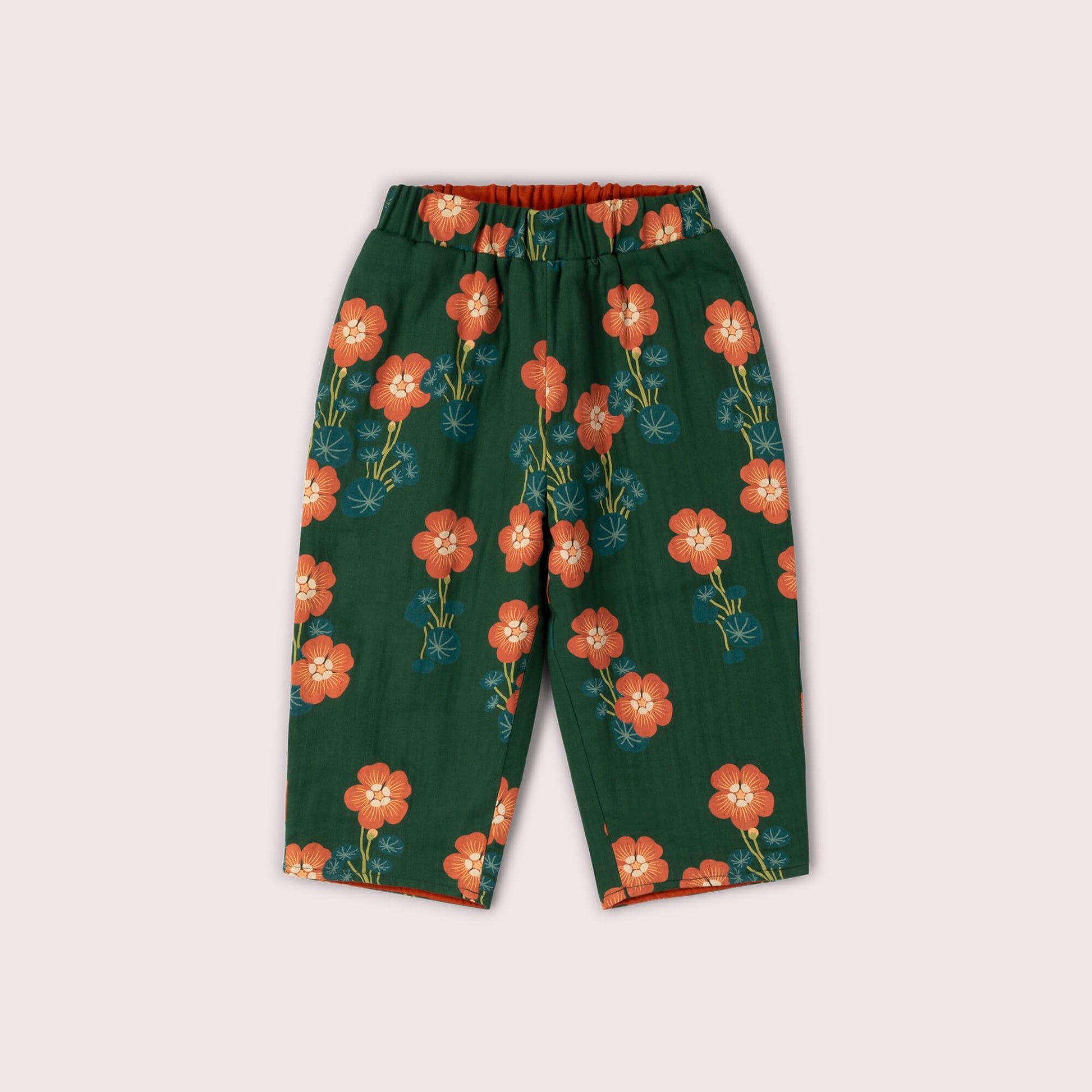 Orange Blooms Reversible Pull On Trousers Green / 18-24m