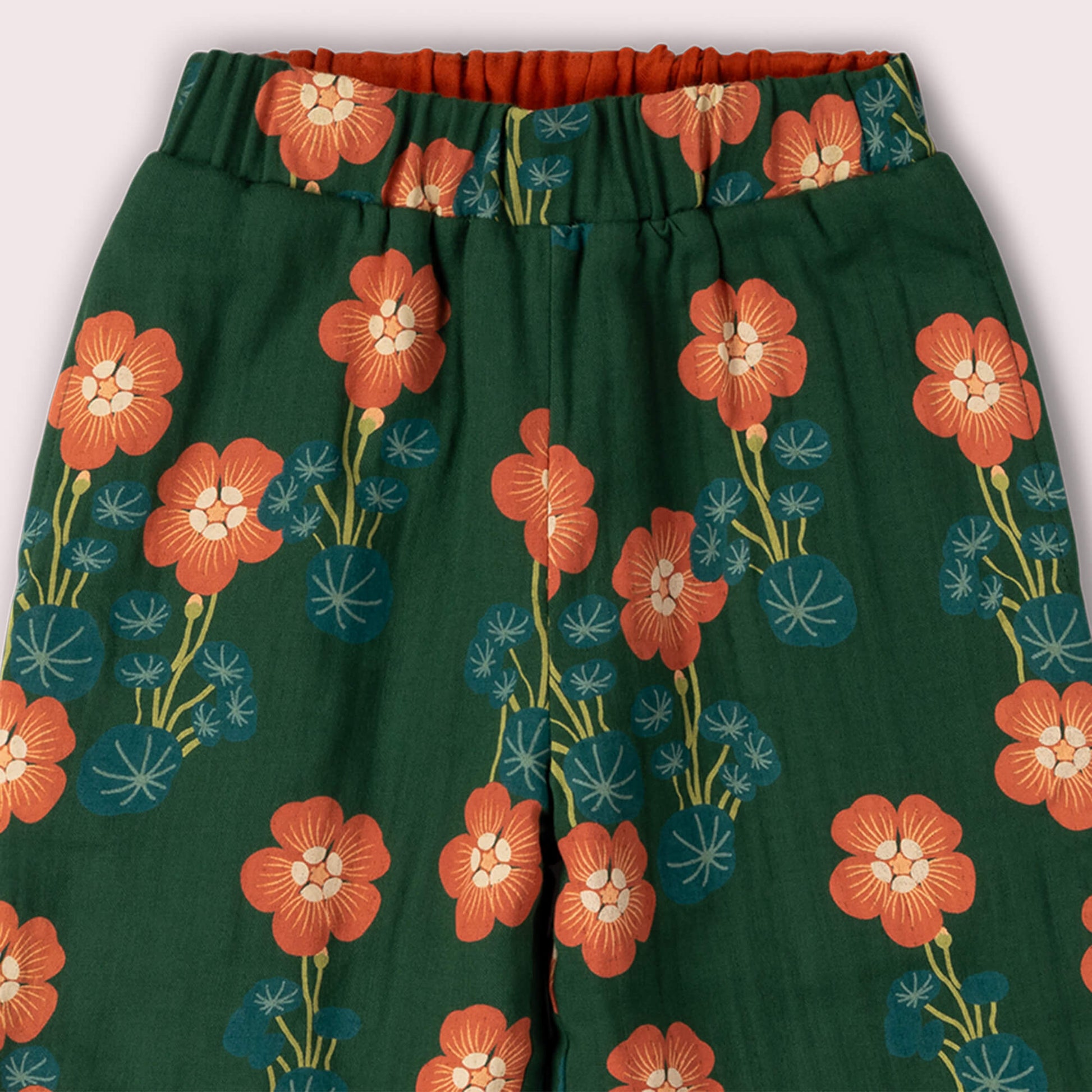 Orange Blooms Reversible Pull On Trousers Green / 18-24m