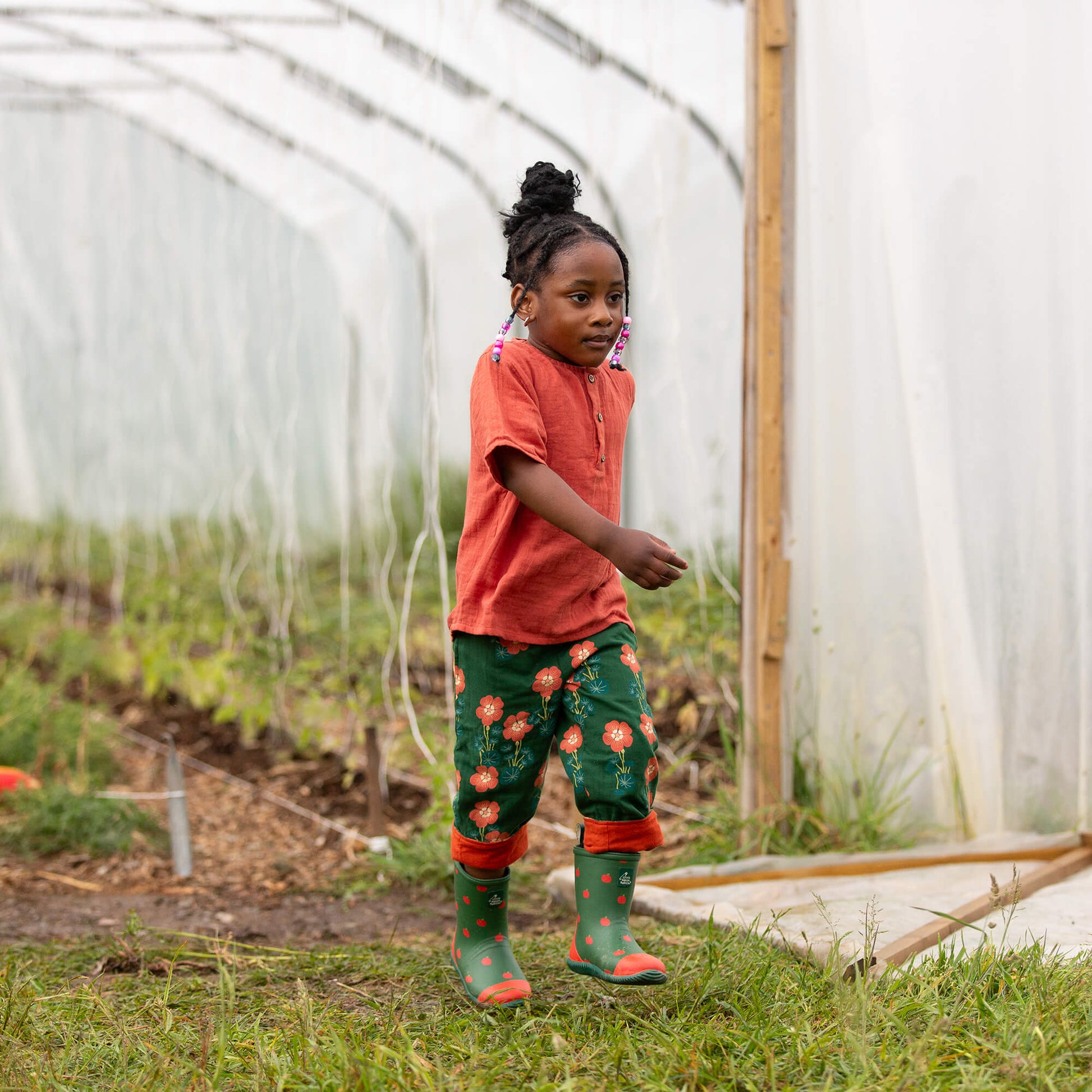 Orange Blooms Reversible Pull On Trousers Green / 18-24m