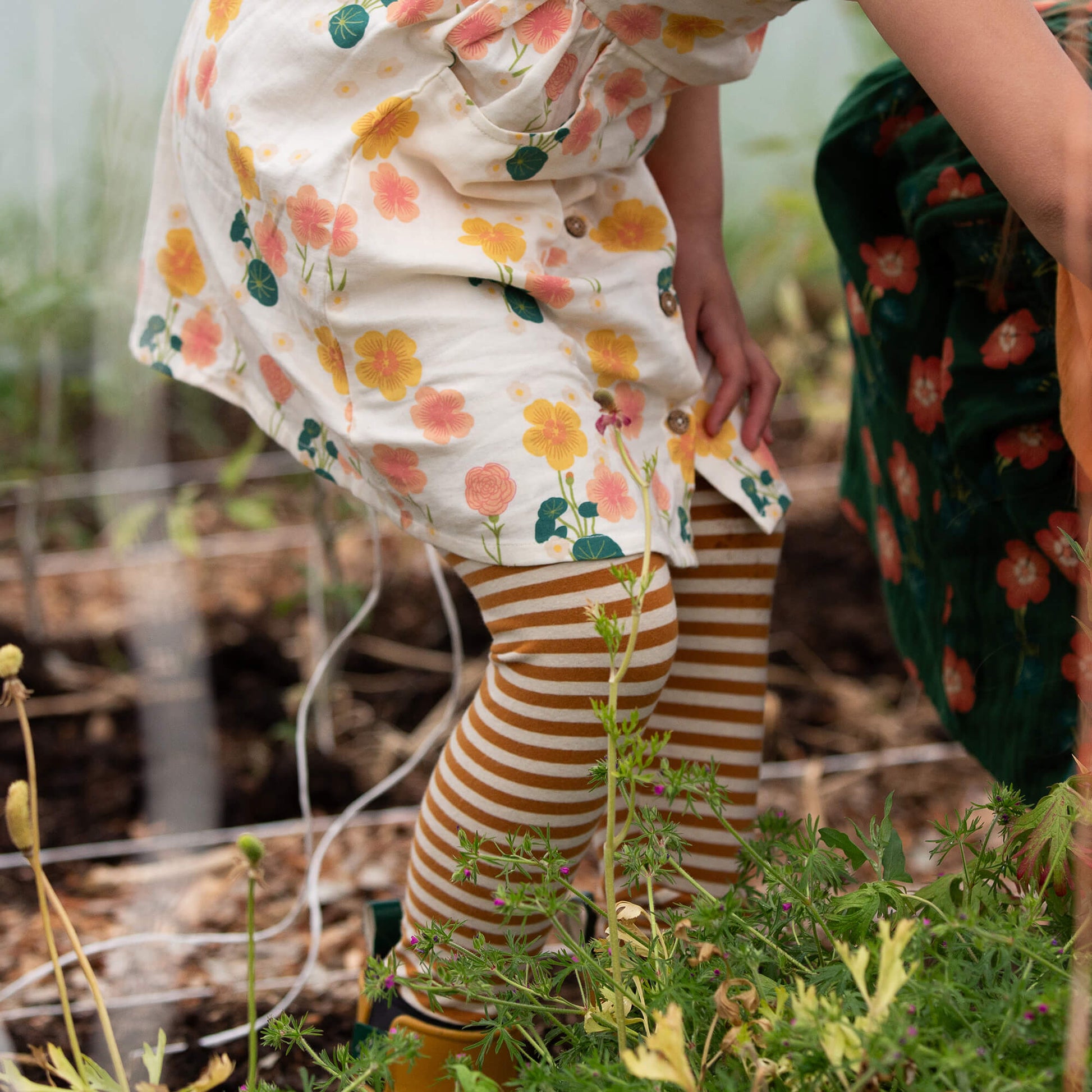 Apricot Striped Leggings Gold / 18-24m