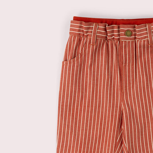 Burnt Ochre Stripe Rib Waistband Pocket Trousers Red / 18-24m