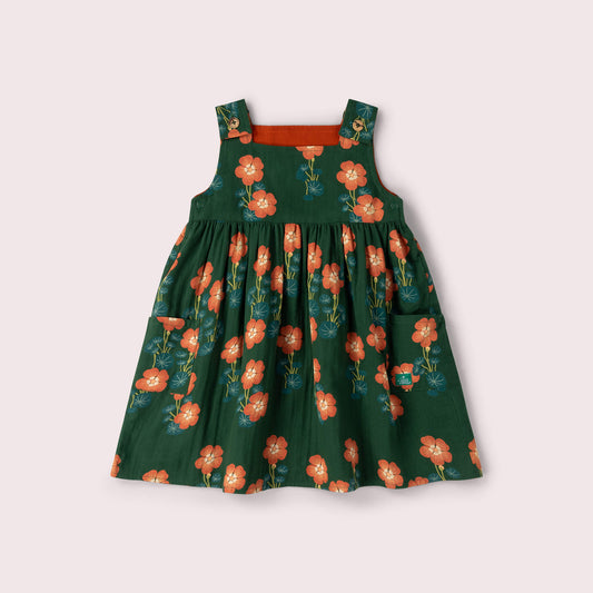 Orange Blooms Reversible Pinny Dress Green / 18-24m