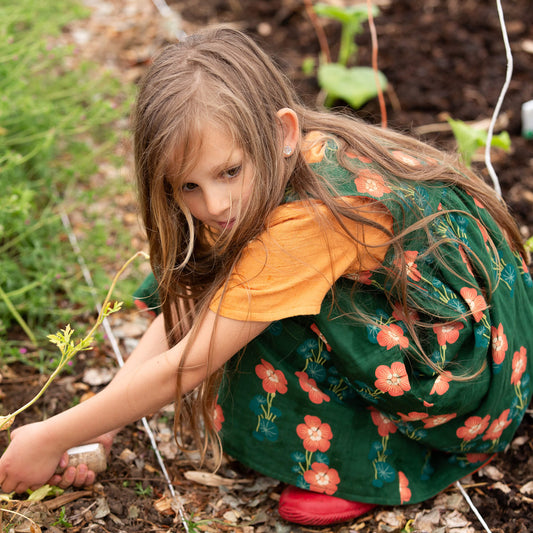 Orange Blooms Reversible Pinny Dress Green / 18-24m