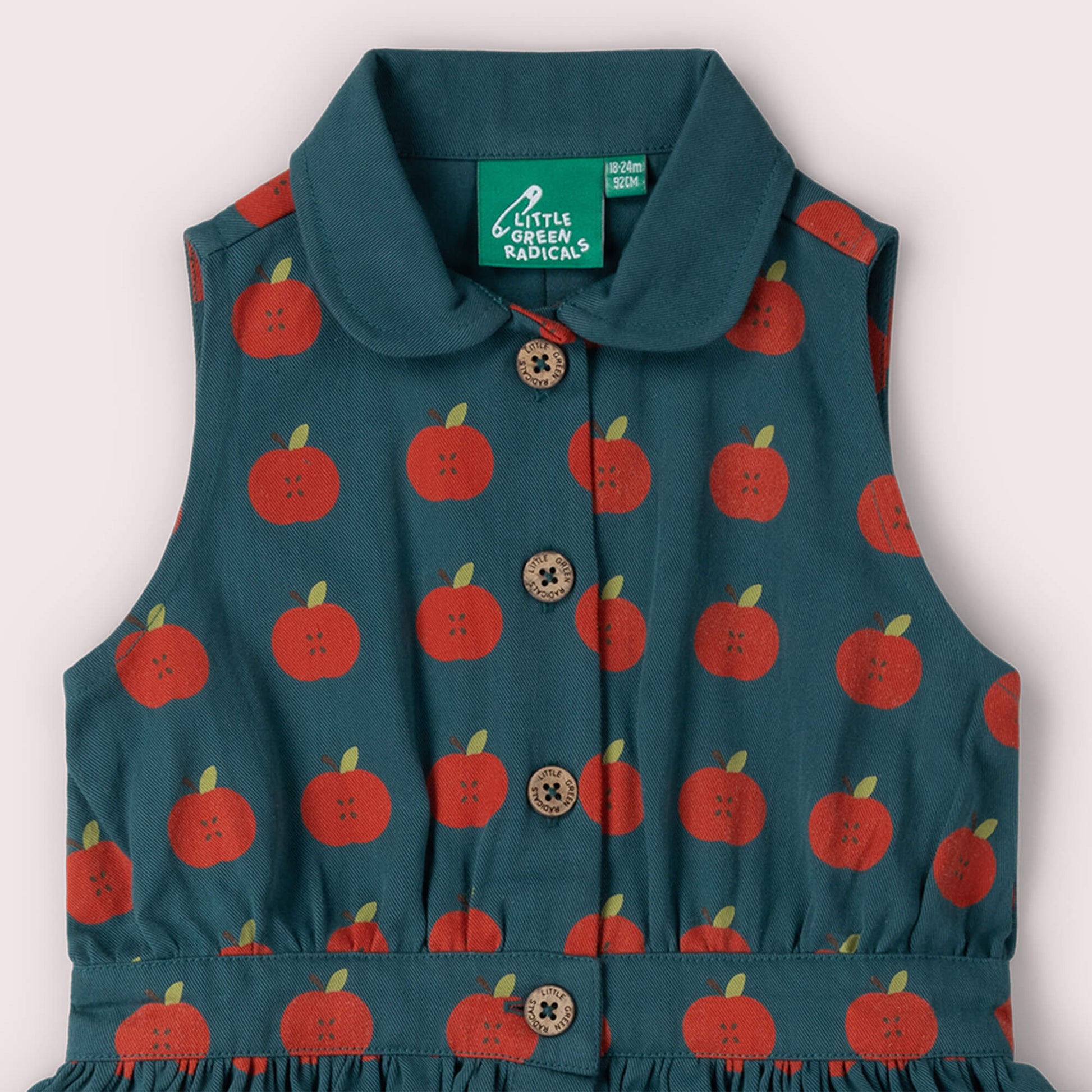Apple Pinafore Button Dress Blue / 18-24m