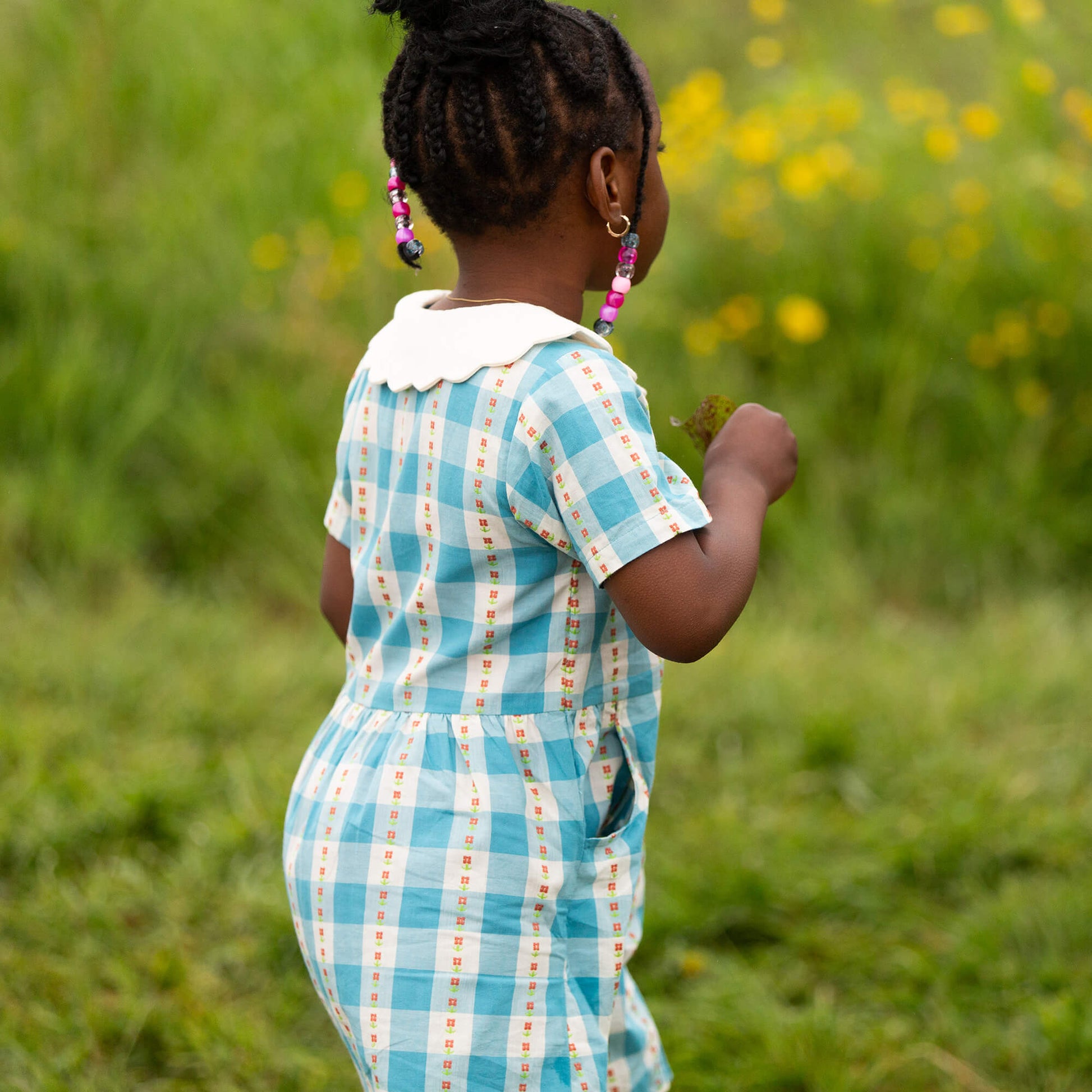 Blue Flowers Button Through Short Sleeve Dress Blue / 18-24m