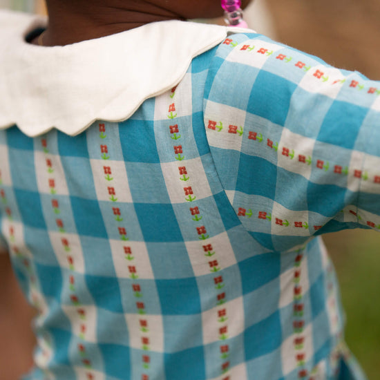 Blue Flowers Button Through Short Sleeve Dress Blue / 18-24m