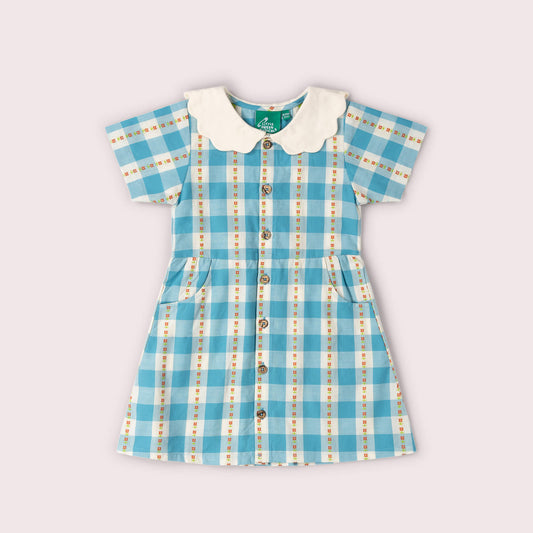 Blue Flowers Button Through Short Sleeve Dress Blue / 18-24m