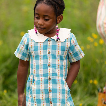 Blue Flowers Button Through Short Sleeve Dress Blue / 18-24m