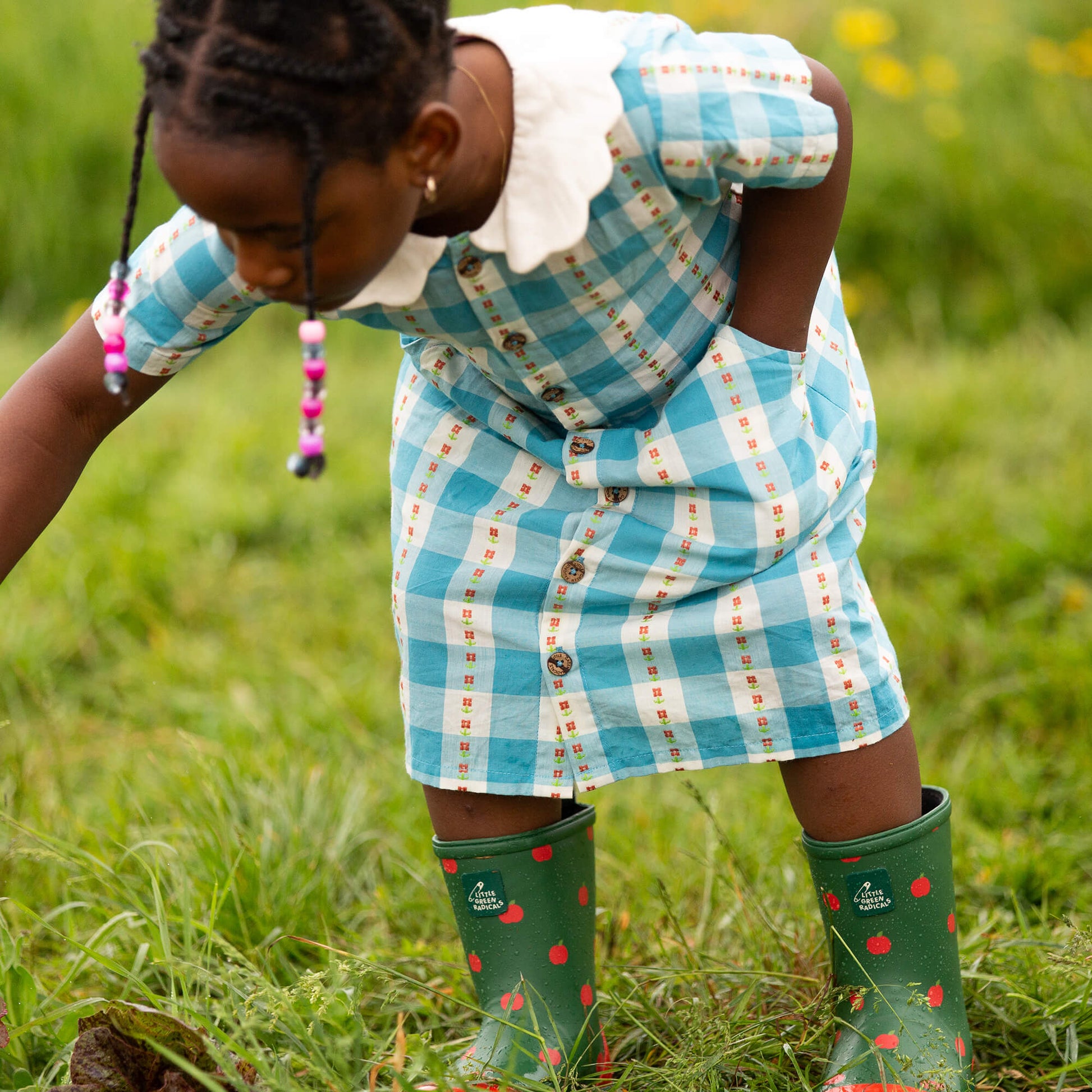Blue Flowers Button Through Short Sleeve Dress Blue / 18-24m
