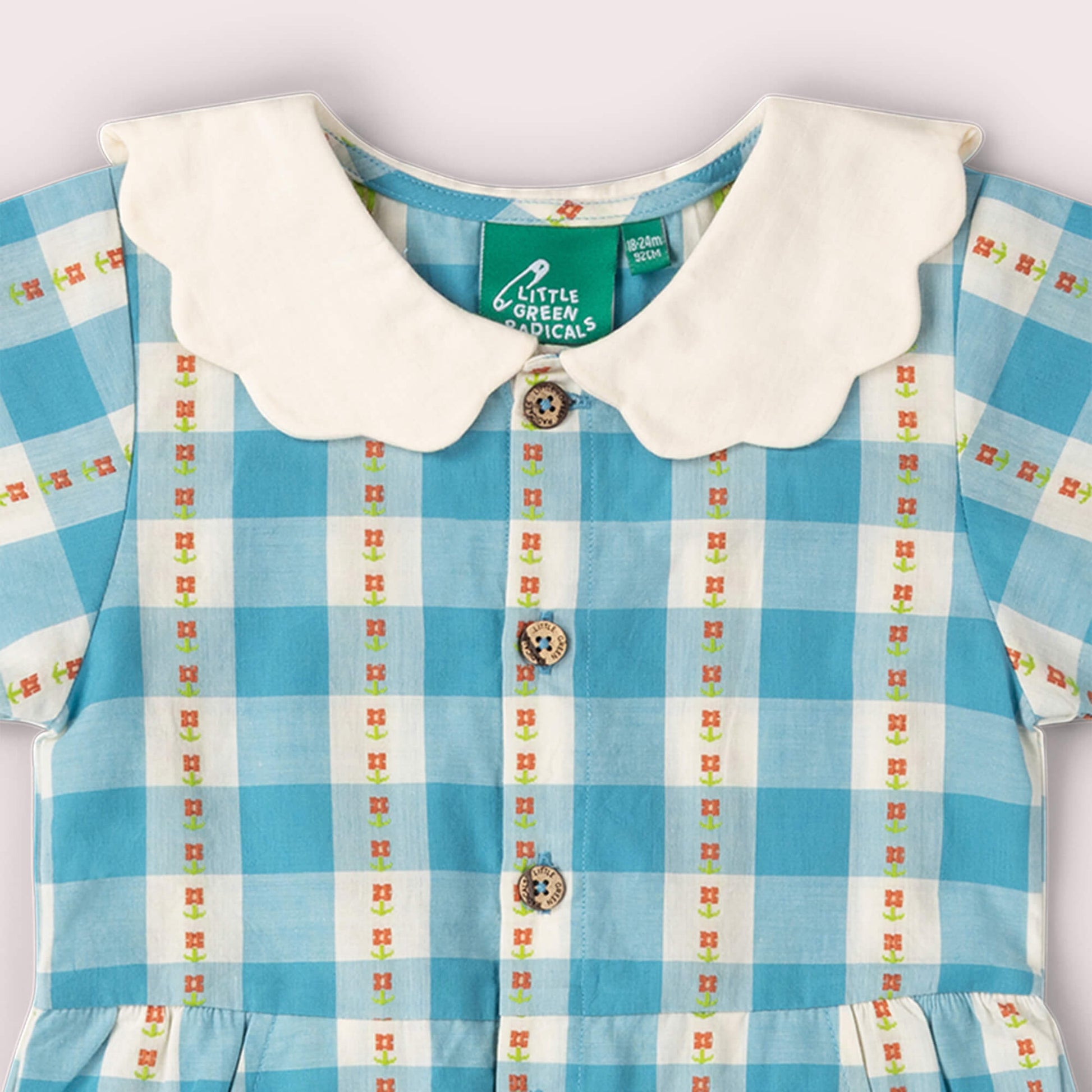 Blue Flowers Button Through Short Sleeve Dress Blue / 18-24m