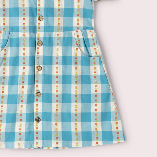 Blue Flowers Button Through Short Sleeve Dress Blue / 18-24m