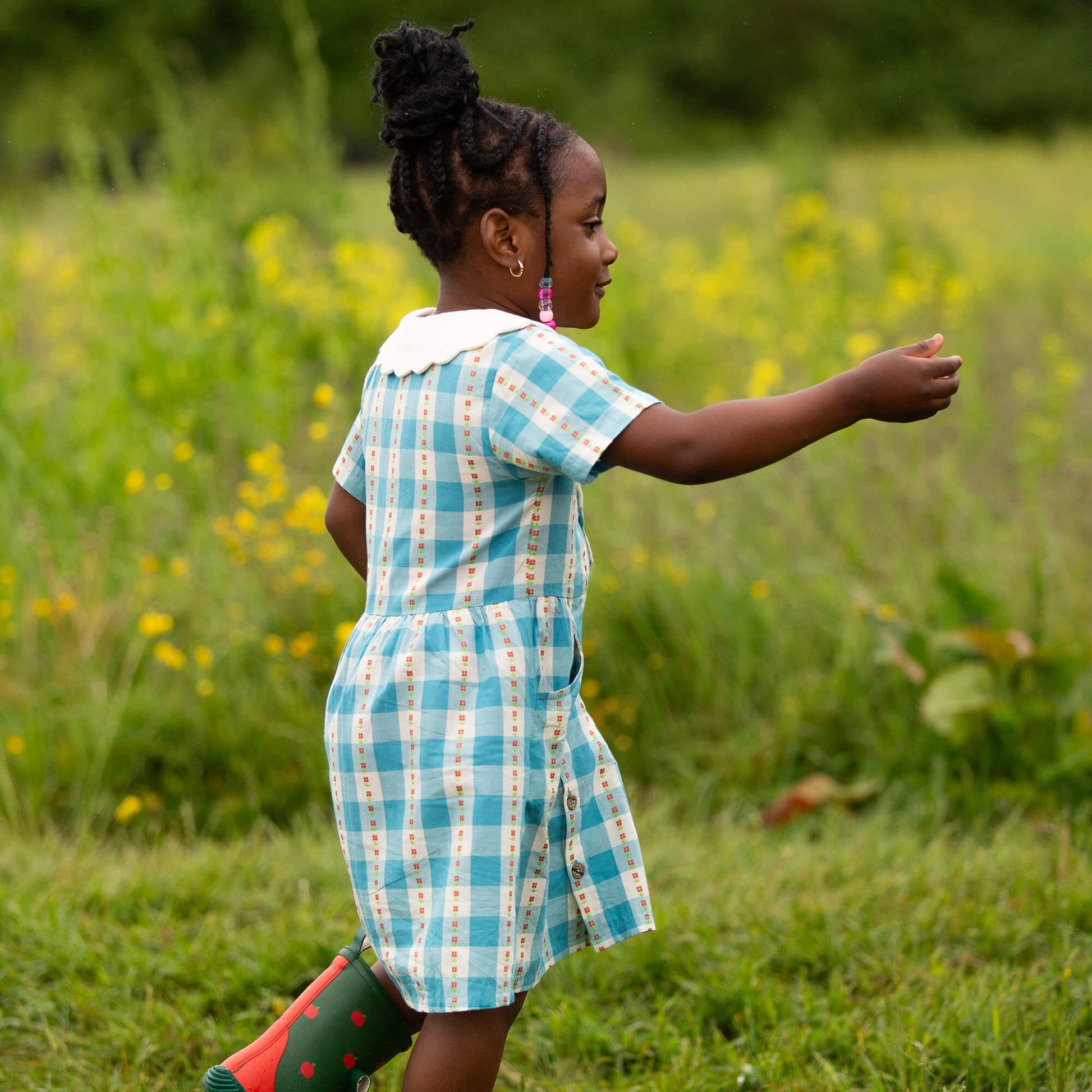 Blue Flowers Button Through Short Sleeve Dress Blue / 18-24m