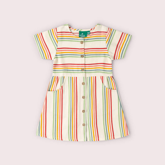 Cream Rainbow Button Through Short Sleeve Dress MULTI / 18-24m