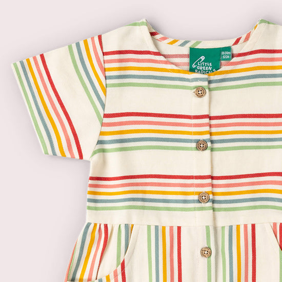 Cream Rainbow Button Through Short Sleeve Dress MULTI / 18-24m