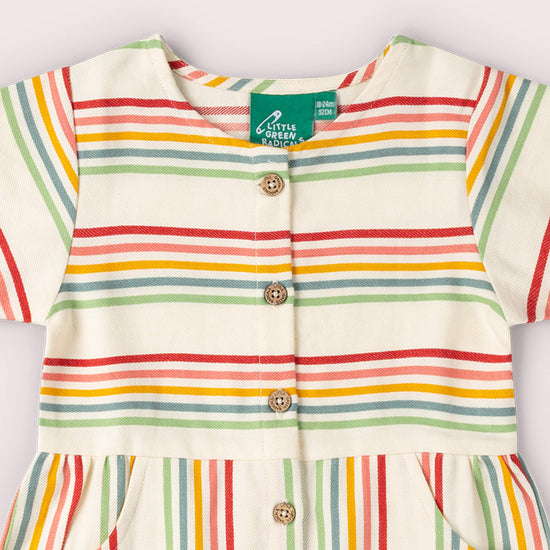 Cream Rainbow Button Through Short Sleeve Dress MULTI / 18-24m