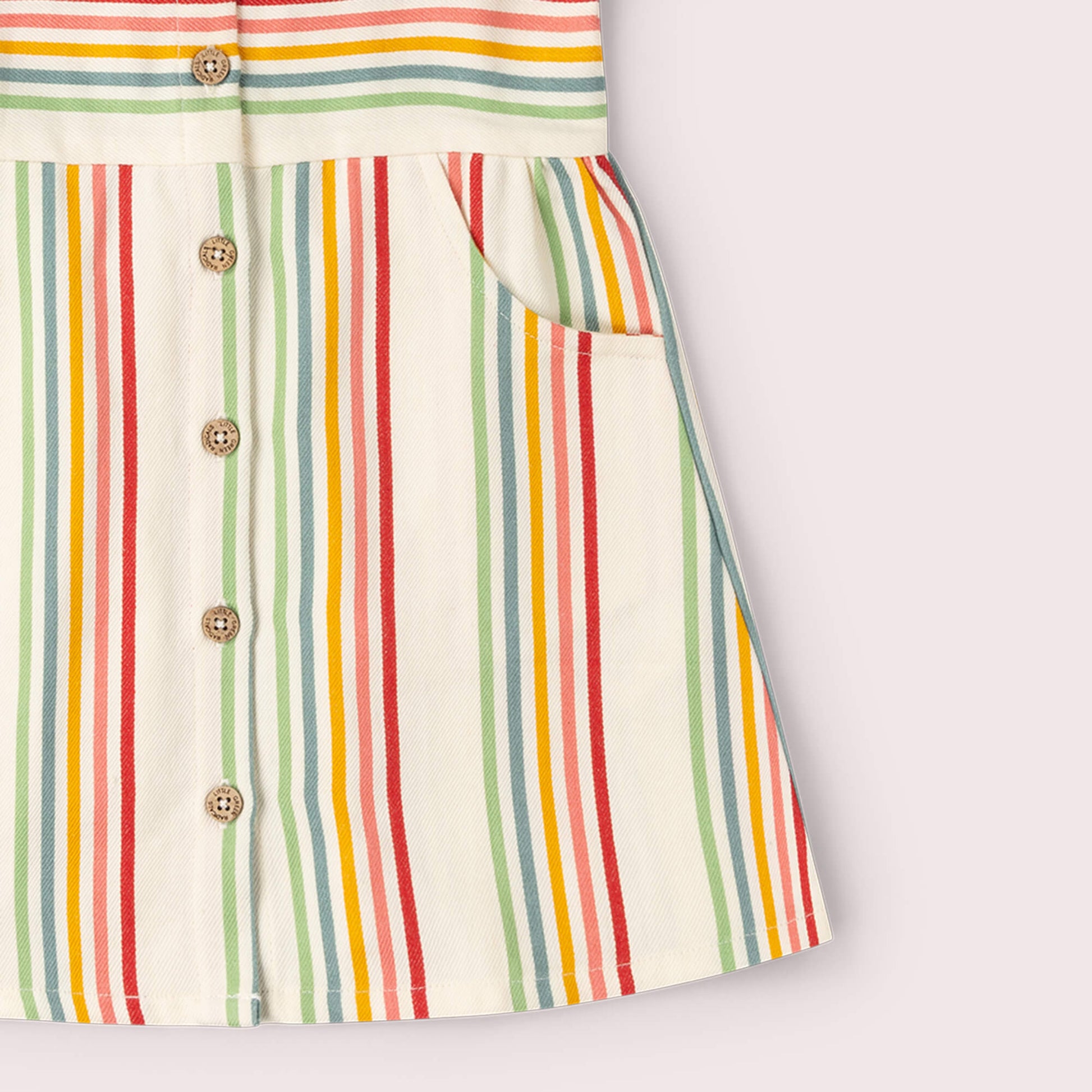 Cream Rainbow Button Through Short Sleeve Dress MULTI / 18-24m