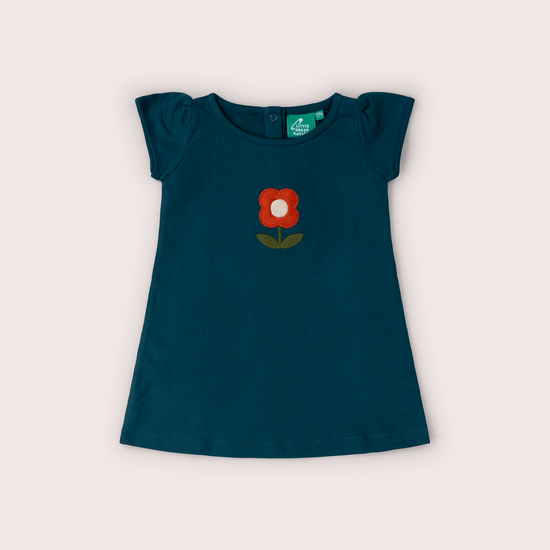 Red Flower Boat Neck Tunic Dress Blue / 18-24m