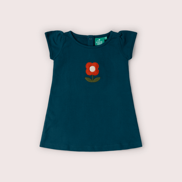 Red Flower Boat Neck Tunic Dress Blue / 18-24m