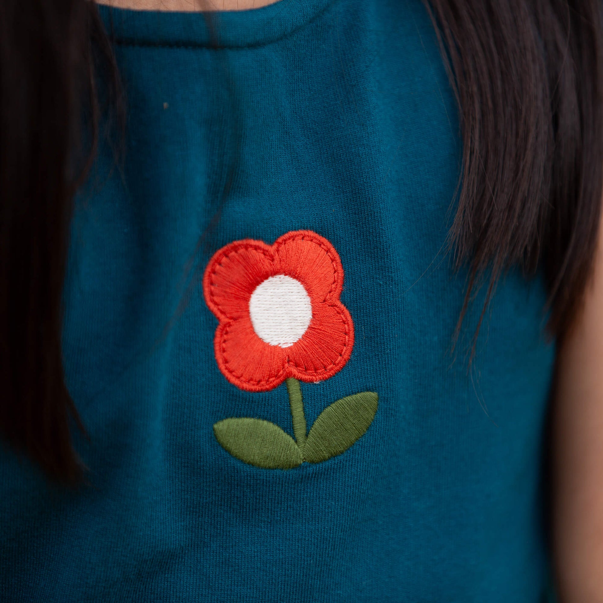 Red Flower Boat Neck Tunic Dress Blue / 18-24m