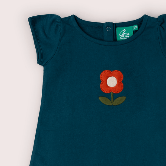 Red Flower Boat Neck Tunic Dress Blue / 18-24m