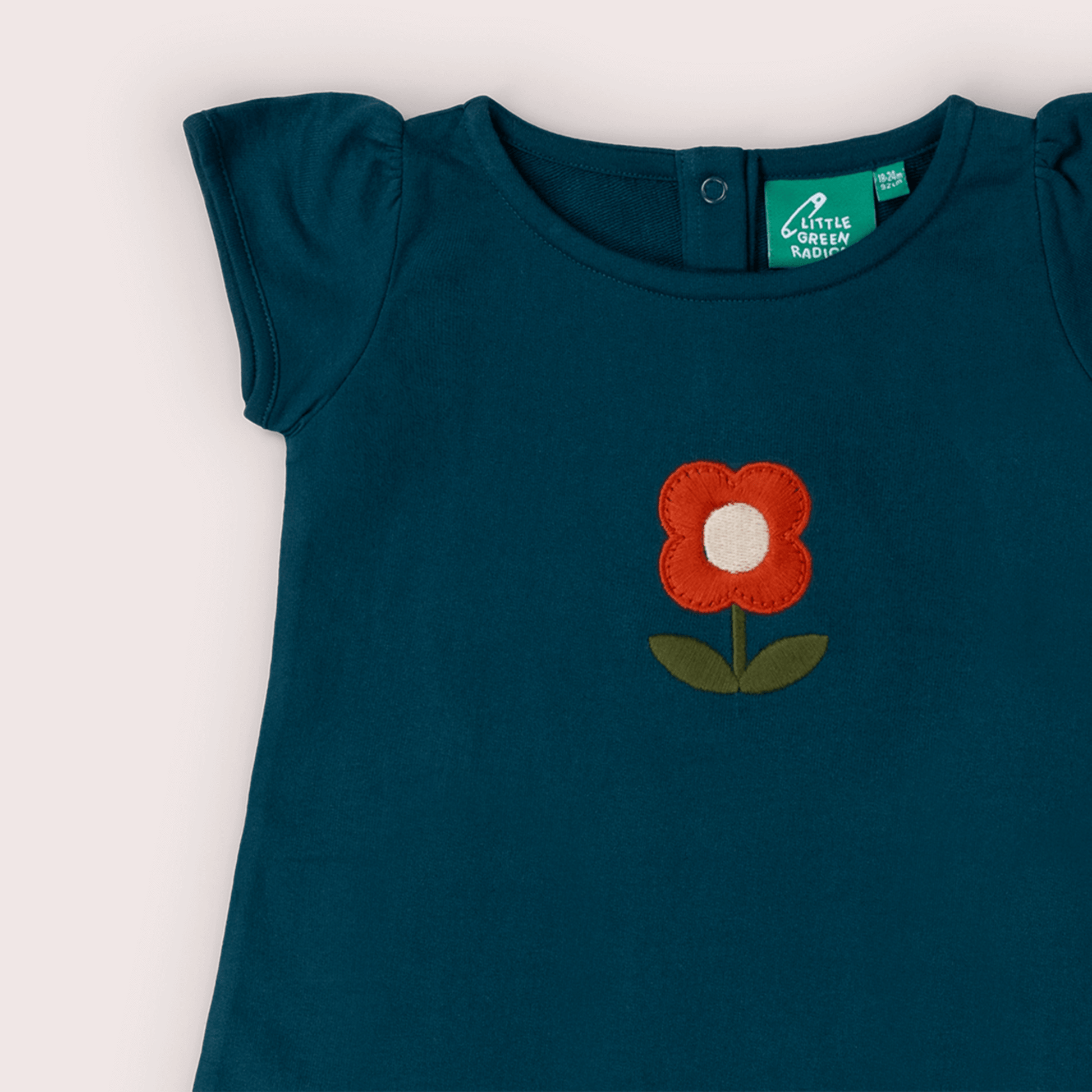 Red Flower Boat Neck Tunic Dress Blue / 18-24m