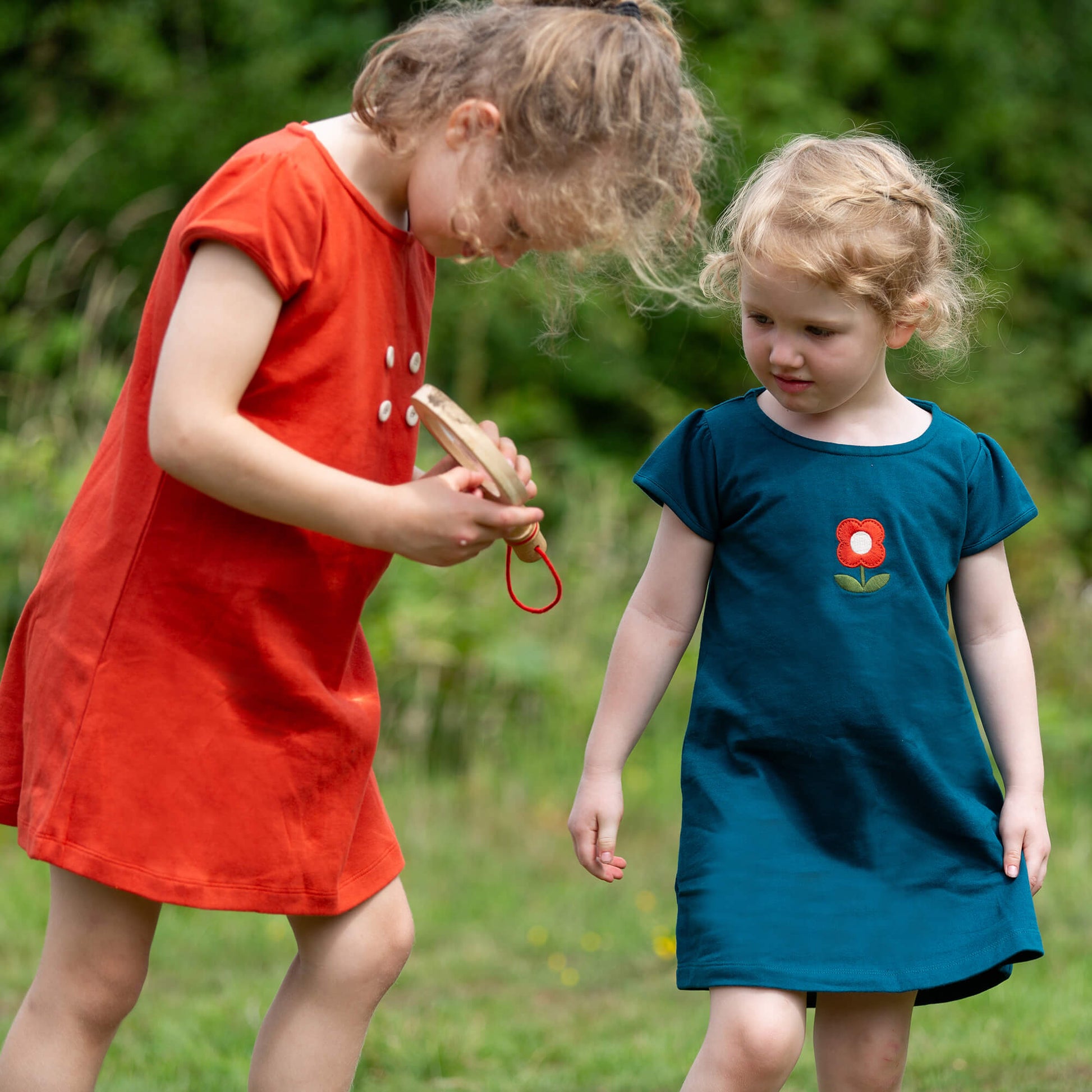 Red Flower Boat Neck Tunic Dress Blue / 18-24m
