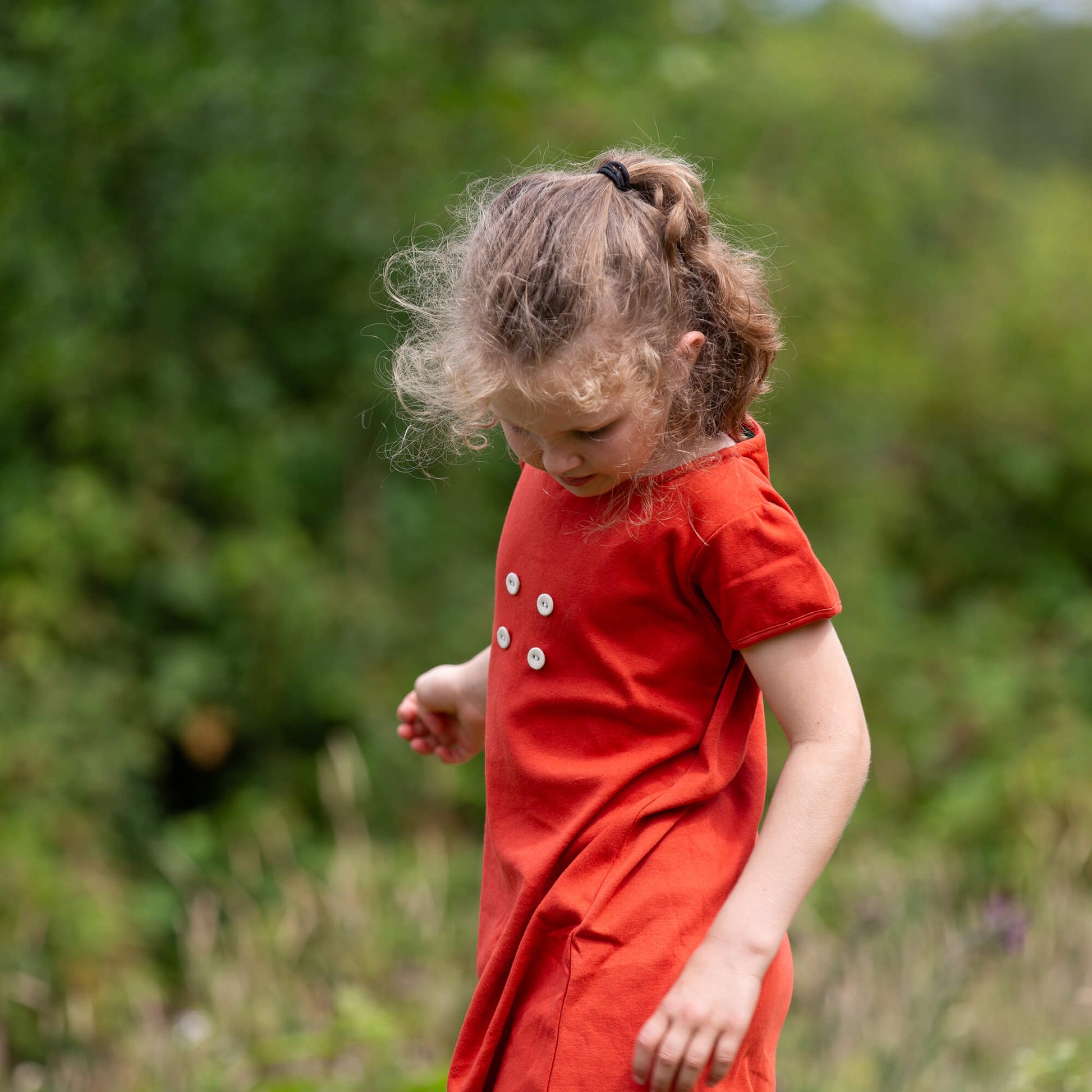 Red Button Boatneck Tunic Dress Red / 18-24m