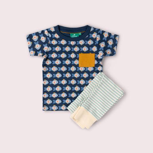 Little Fish Organic T Shirt & Jogger Playset Blue / 18-24m