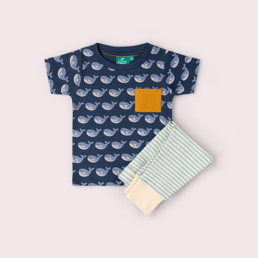 Singing Whales Organic T Shirt & Jogger Playset Blue / 18-24m
