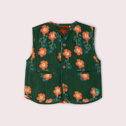 Orange Blooms Spring Gilet Green / 18-24m