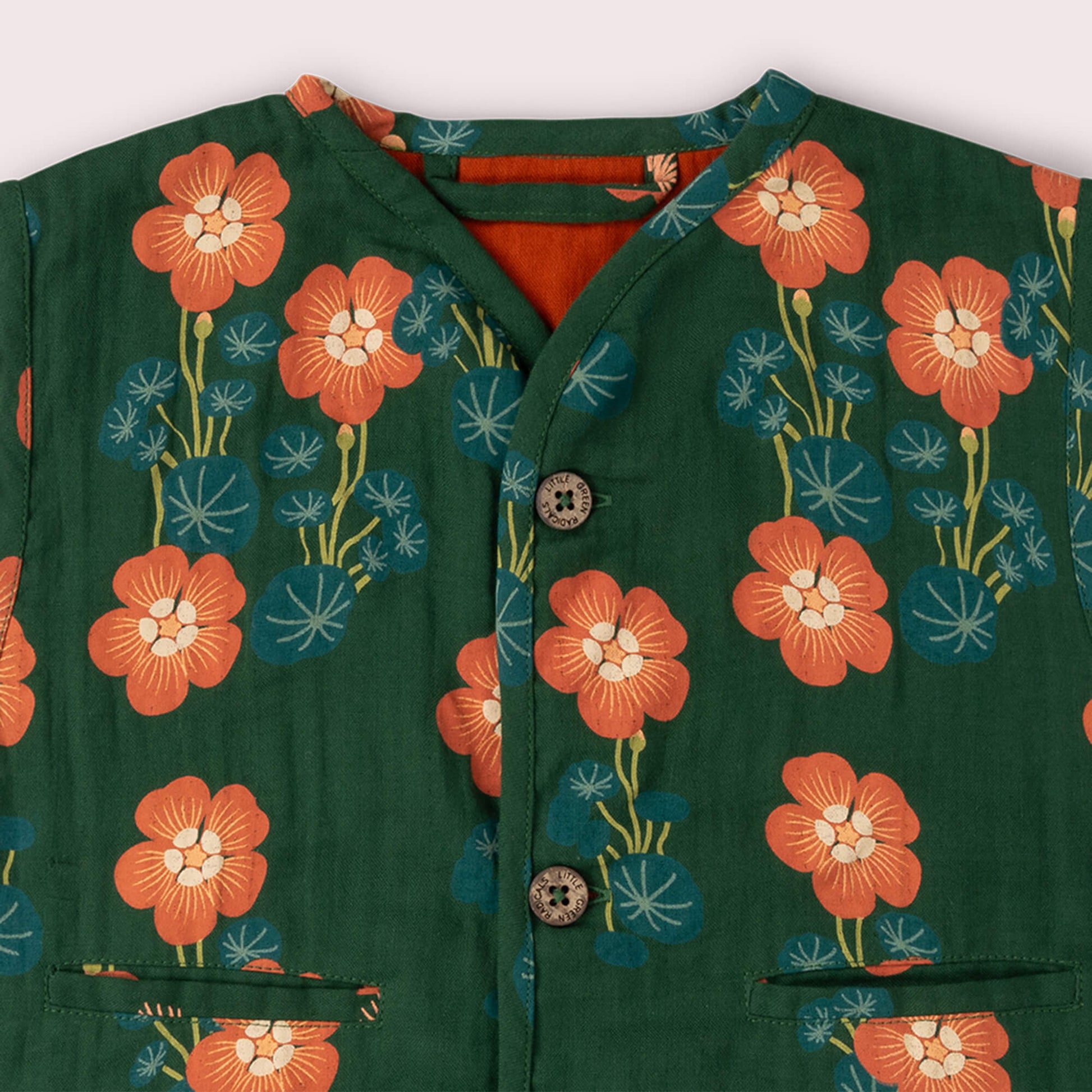 Orange Blooms Spring Gilet Green / 18-24m