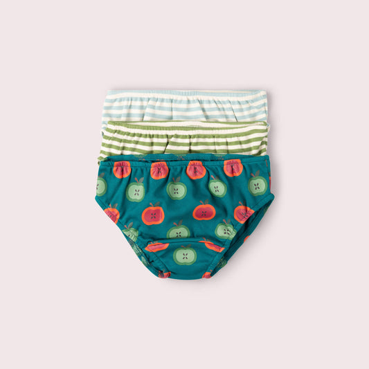 Apple Picking Organic Underwear Set 3 Pack Blue / 18-24m