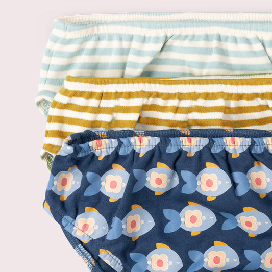 Little Fish Organic Underwear Set 3 Pack Blue / 18-24m