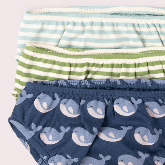 Singing Whales Organic Underwear Set 3 Pack Blue / 18-24m