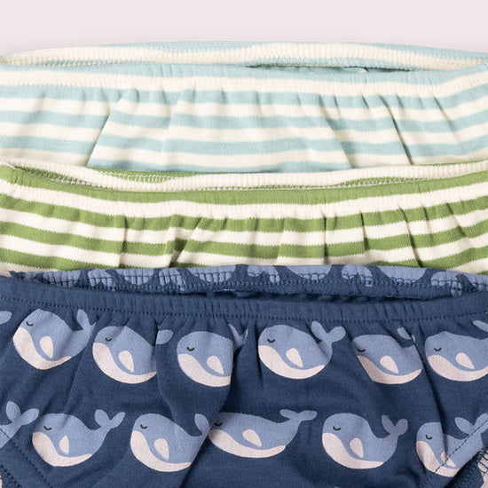 Singing Whales Organic Underwear Set 3 Pack Blue / 18-24m