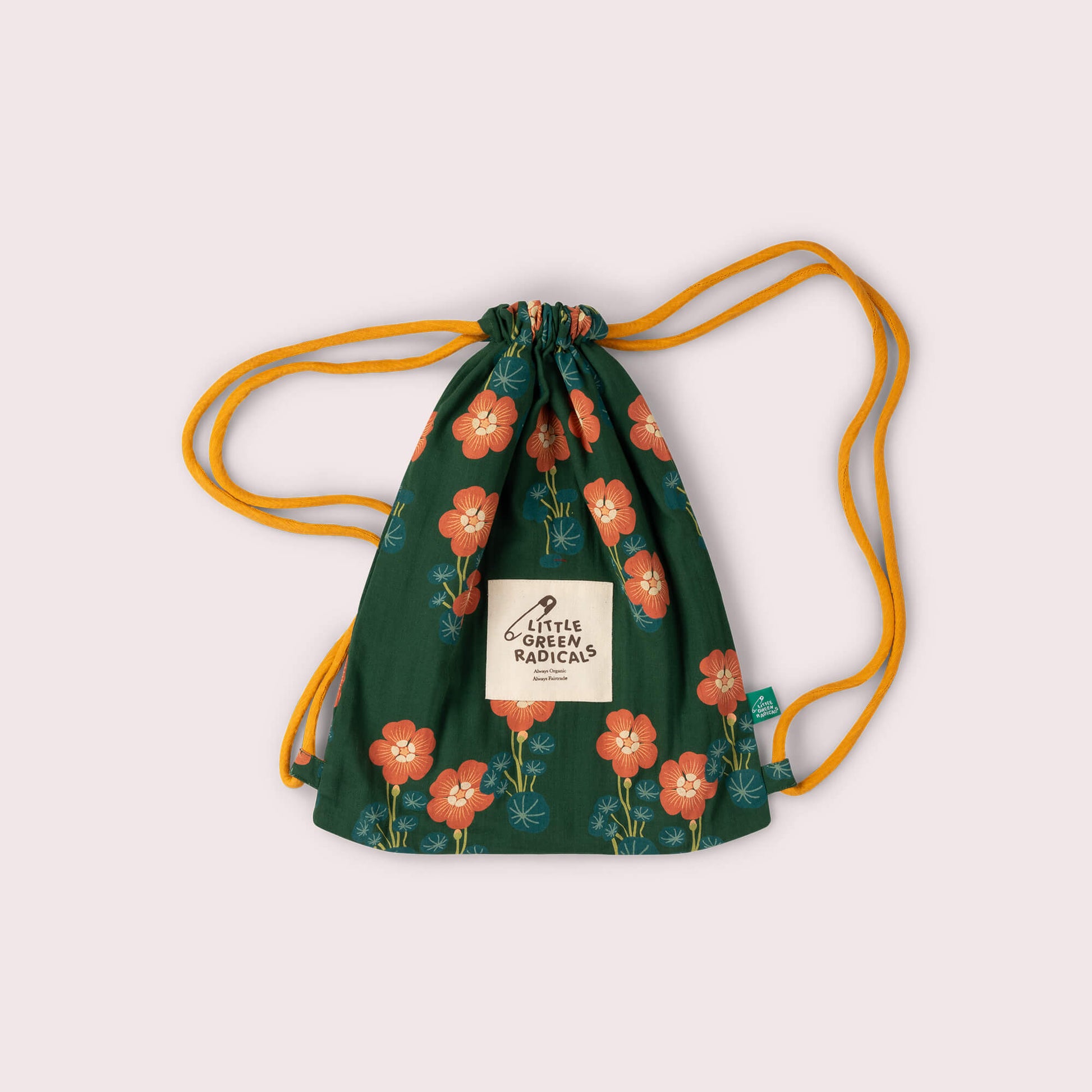 Orange Blooms Drawstring Bag Green / one size