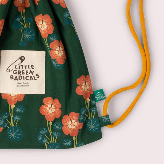 Orange Blooms Drawstring Bag Green / one size